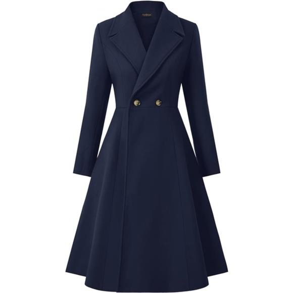 Women's Pea Coat Double Breasted Long Trench Coat Winter - Main Image